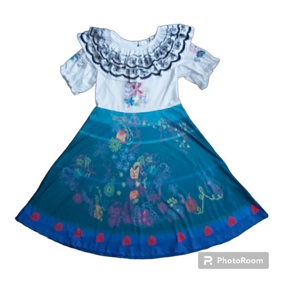 Ghnatygren Size 120 cm (5-6 Years) Girls Short Sleeve Floral Costume Dress - Picture 3 of 8